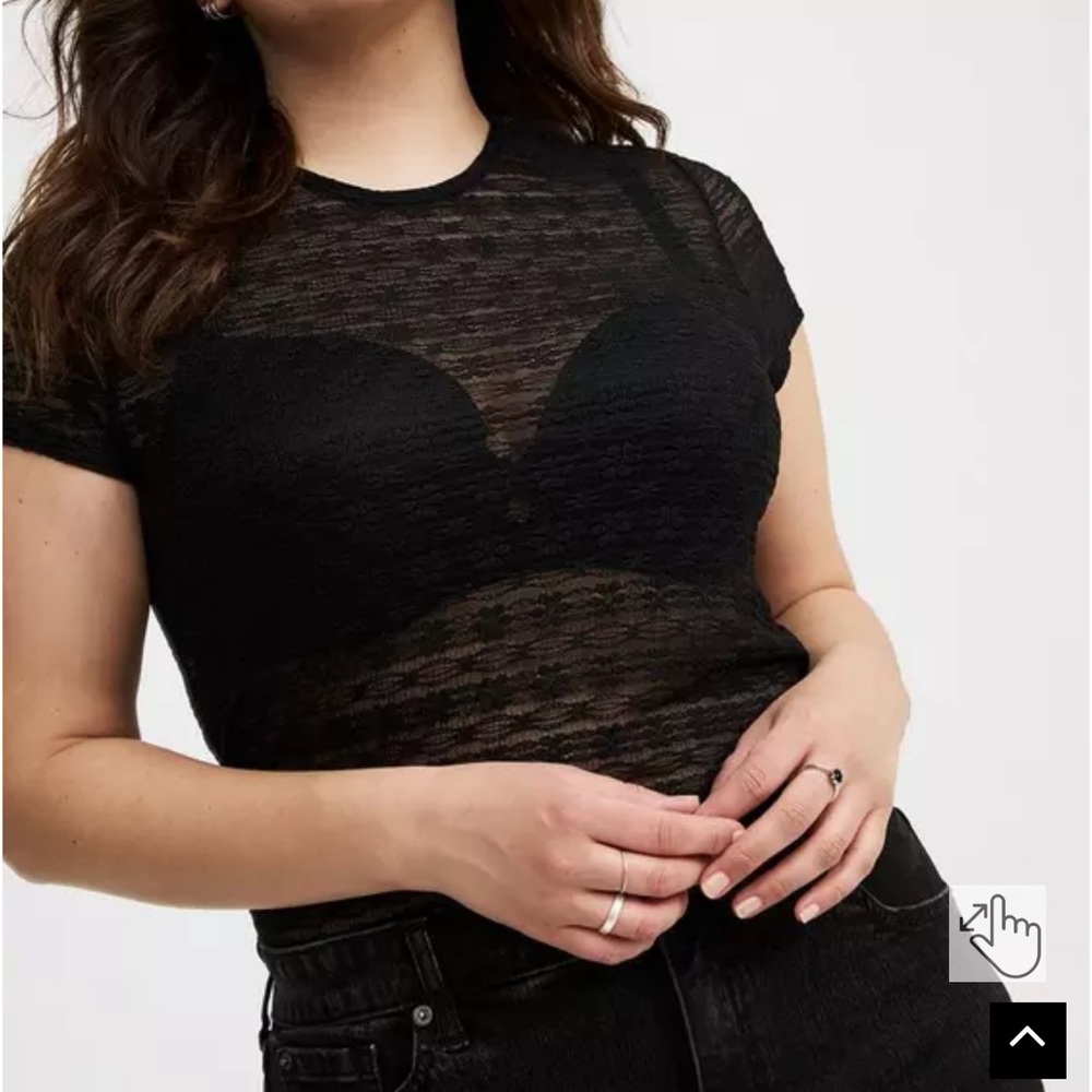 Torrid Black Sheer Fitted Crew Tee NWT 00